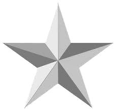 A silver star is on the green background